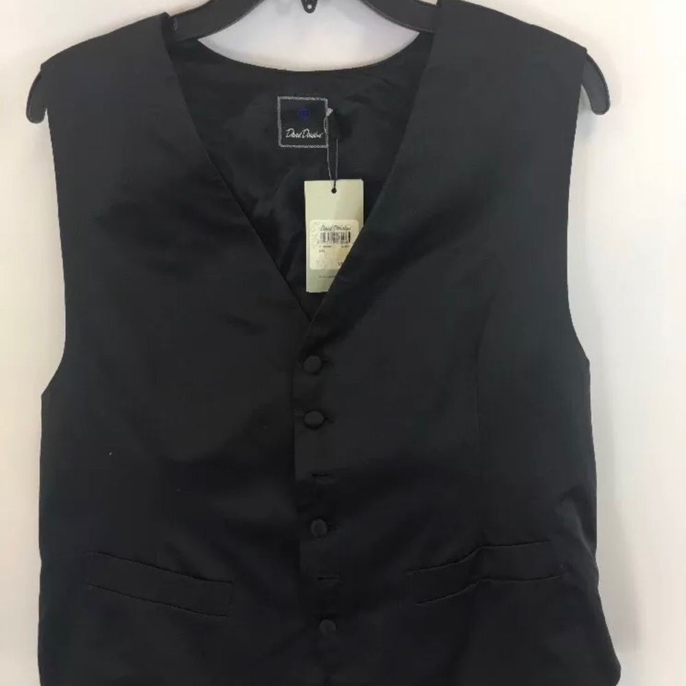 NWT David Donahue silk tuxedo vest Med Blk